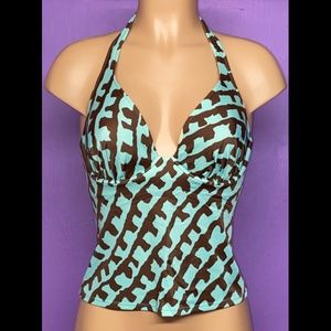 Victoria's Secret Brown and Blue Halter Swim Top
